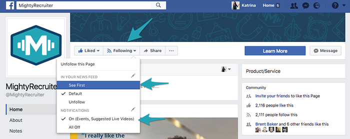 Facebook Company Page Notifications Turnoff