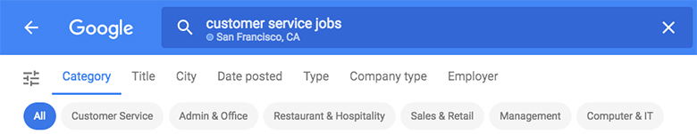 Google for Jobs Job Search Filters